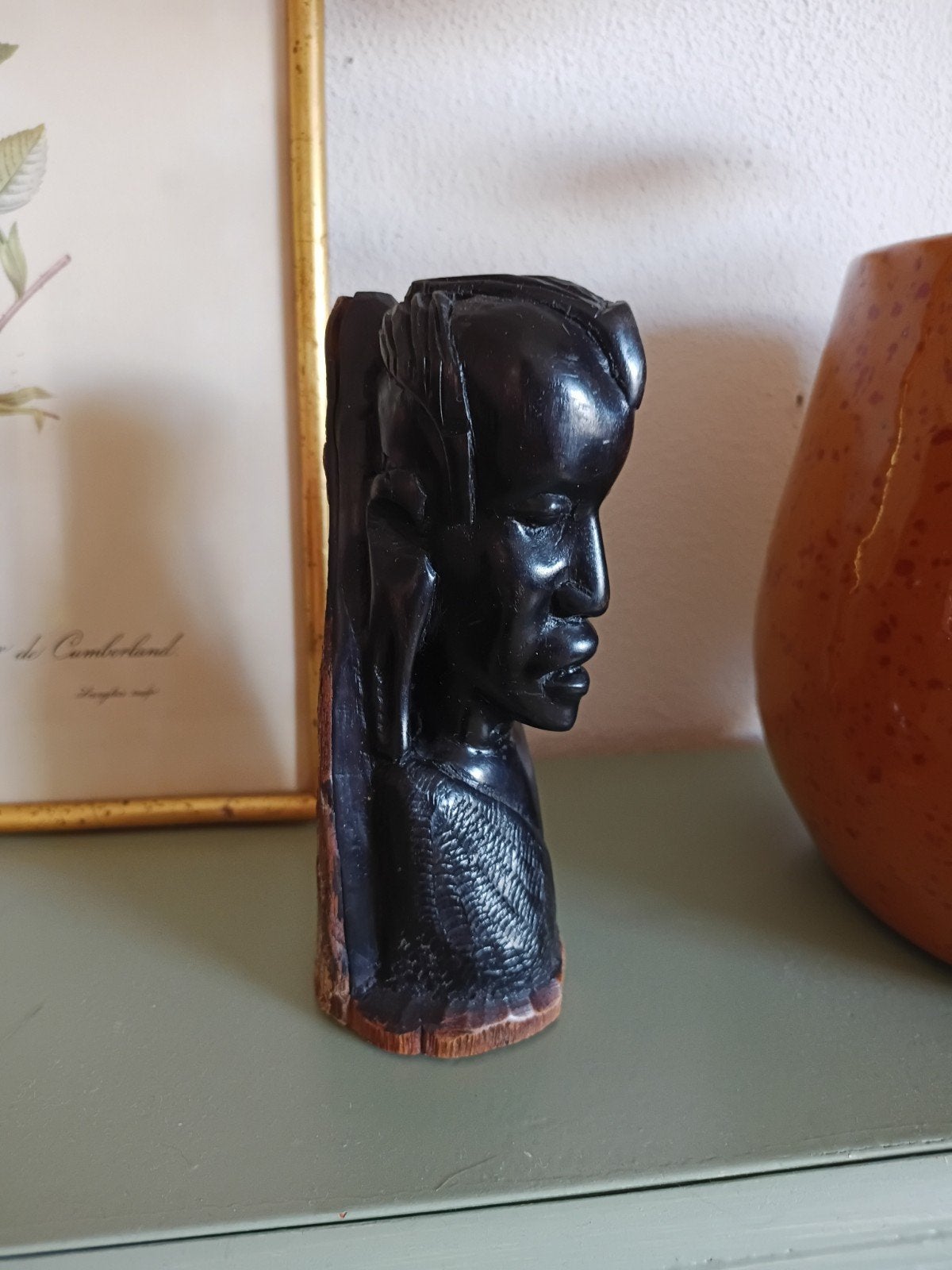 Afrikaans houten beeldje - Hoofd van een man, Hout, Afrika, Handgemaakt, Beeld