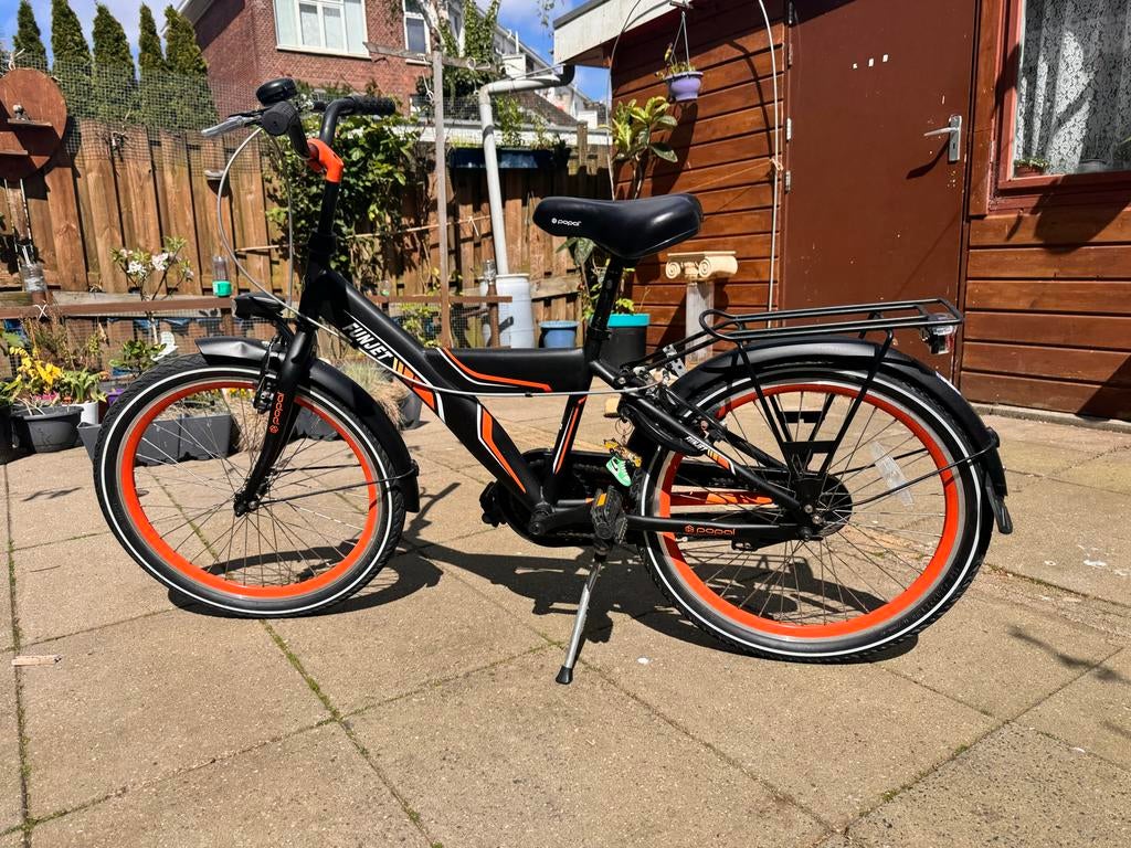 Popal Funjet Kinderfiets 20 inch - Zwart/Oranje, Ophalen of Verzenden, Gebruikt, 16 tot 20 inch