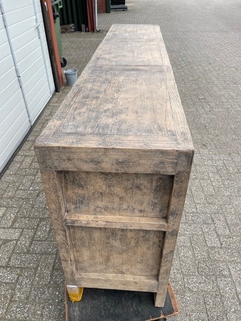 Dressoir 229 cm antiek Elm houten exclusief Uniek item, Ophalen of Verzenden