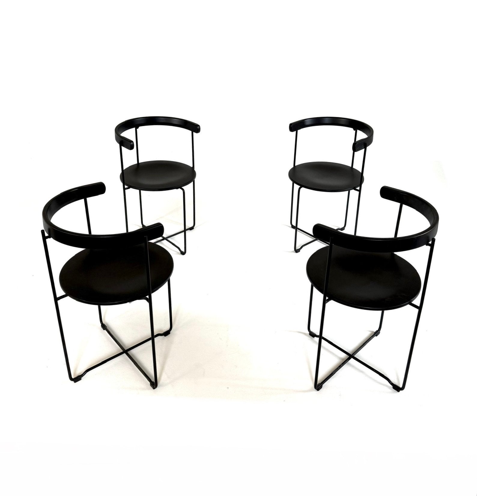 4x vintage design klapstoel ‘Soley’, Kusch & Co ‘80, Huis en Inrichting, Stoelen, Vintage retro buisframe design rotan webbing papercord deens