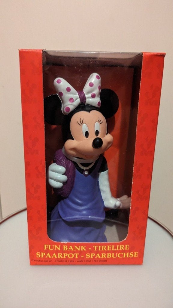 Vintage Minnie Mouse Spaarpot, Ophalen of Verzenden, Mickey Mouse, Nieuw, Beeldje of Figuurtje