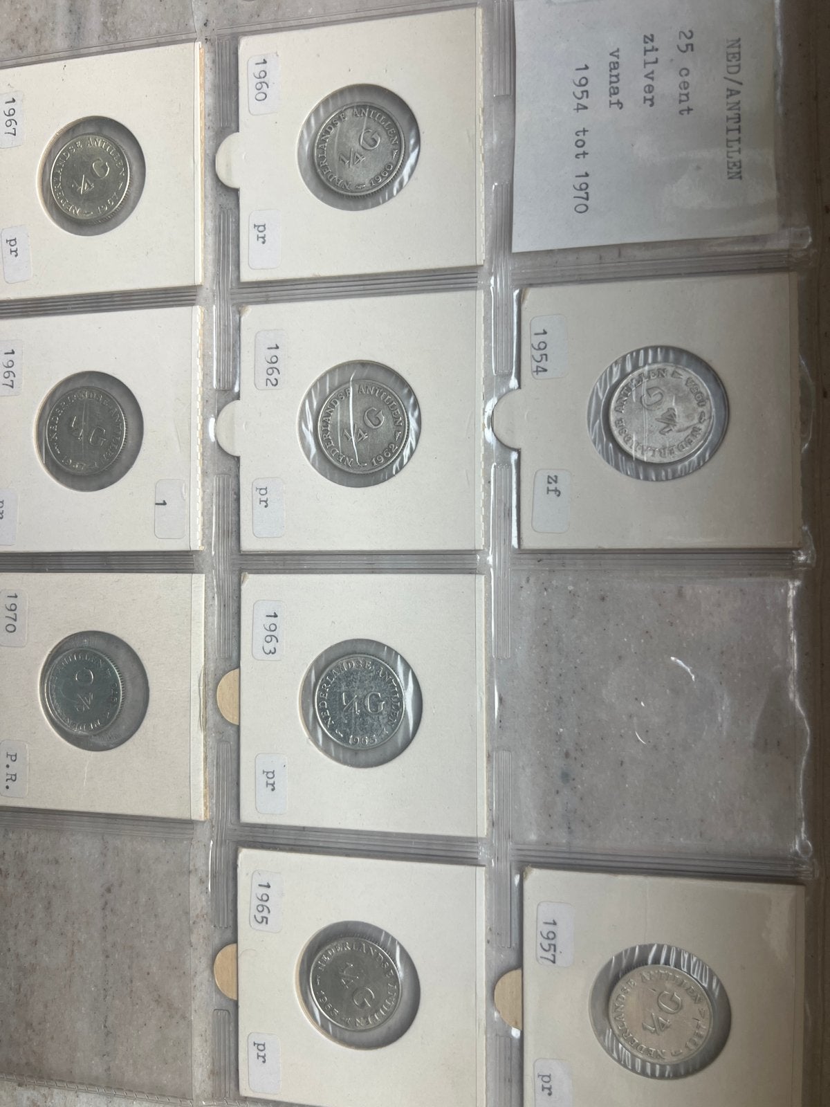 Verzameling zilveren 1/4 Gulden Nederlandse Antillen 1954-19, Ophalen of Verzenden, Gestempeld
