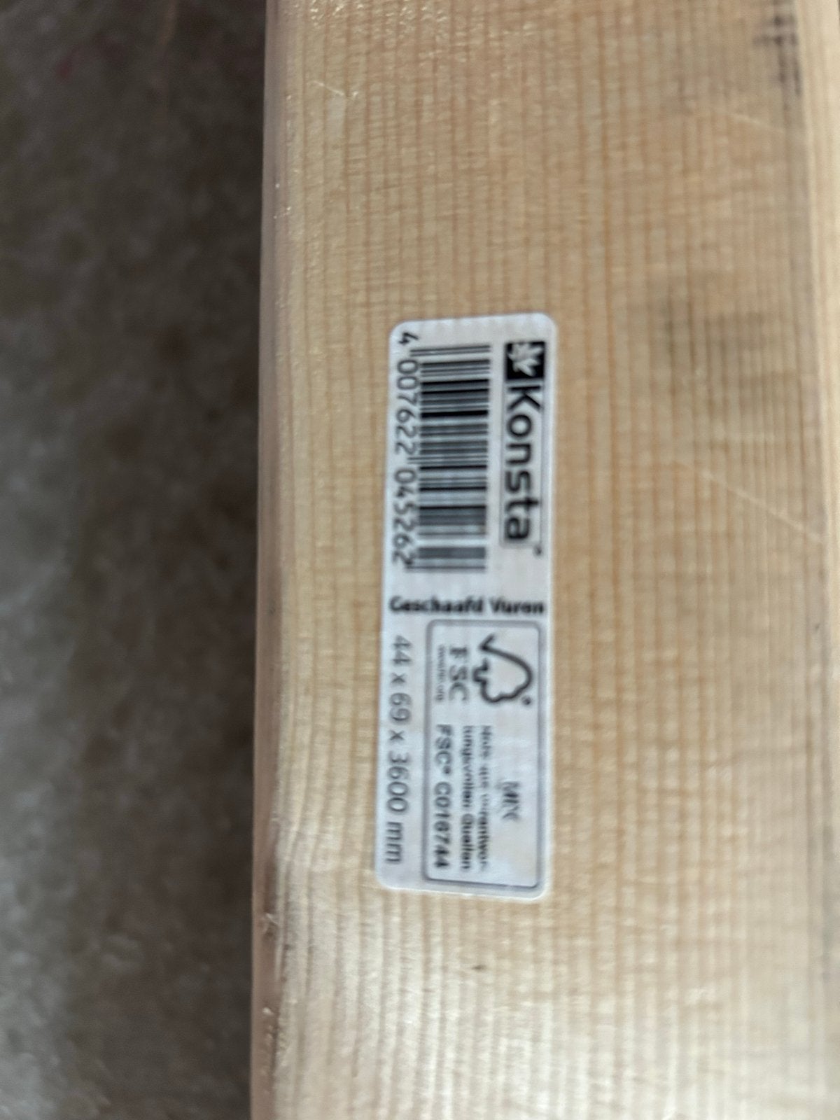 Geschaafd Vuren Hout 44x69x3600 mm.            3stuks, Doe-het-zelf en Verbouw, Hout en Planken, Ophalen, Nieuw, Balk, Vuren