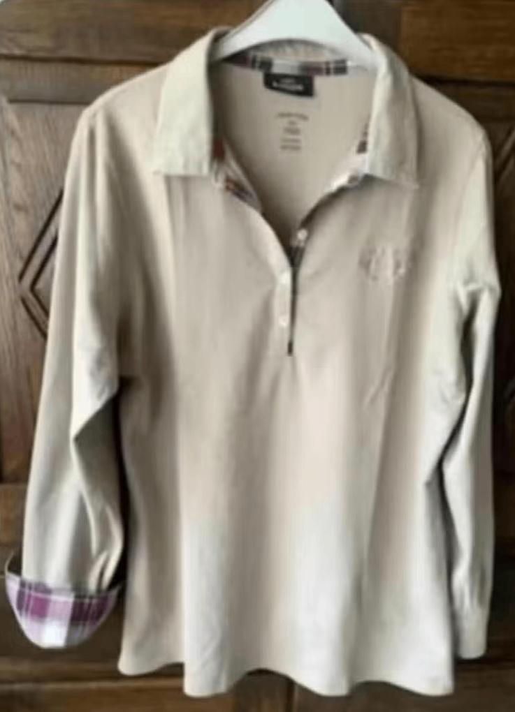 Beige top, shirt, longsleeve geruit; 48 / 50; Gina Benotti, Ophalen of Verzenden, Zo goed als nieuw, Beige, Shirt of Top