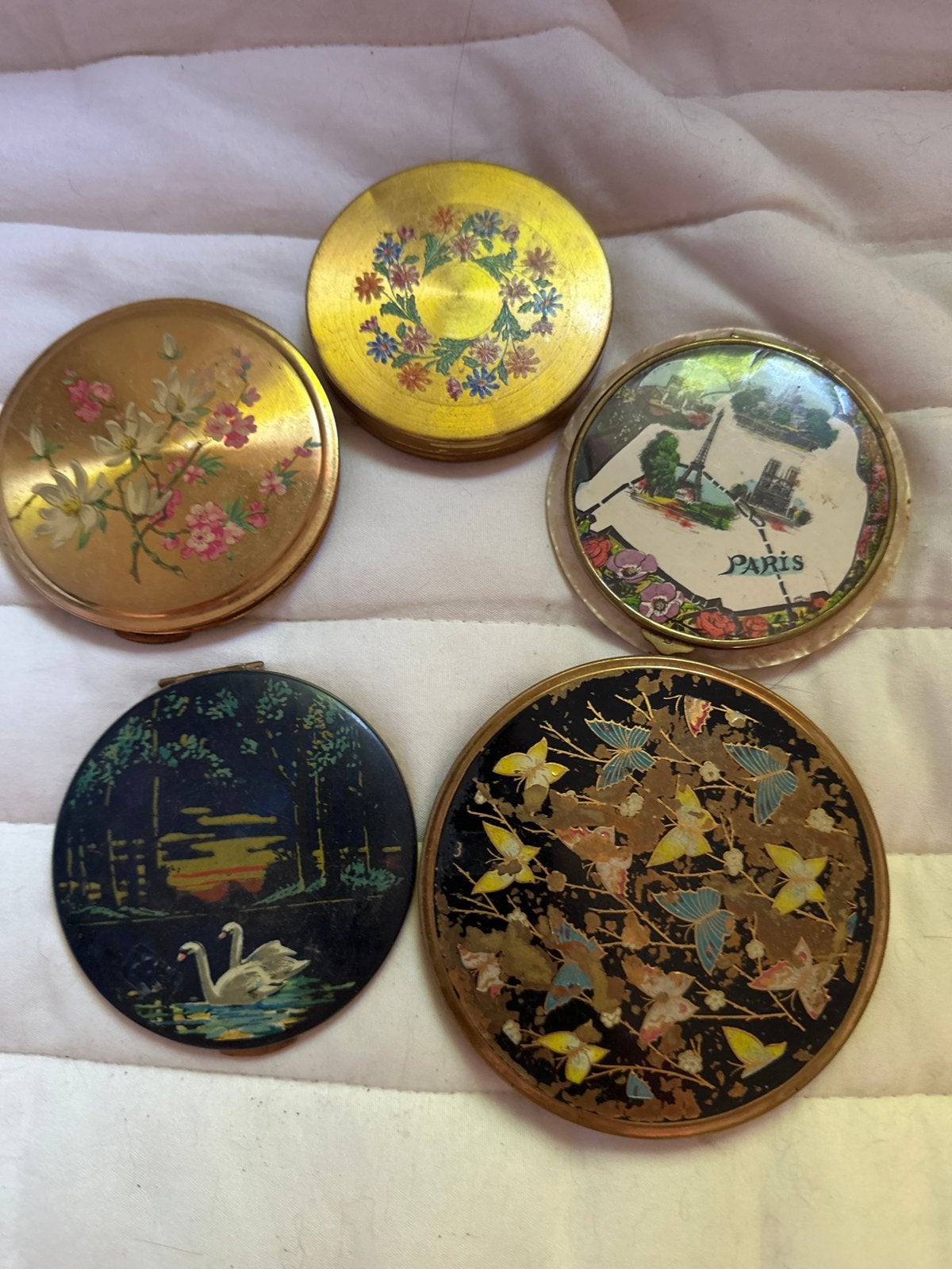 Set van 5 Vintage Poederdoosjes / Compacts, Antiek en Kunst, Ophalen