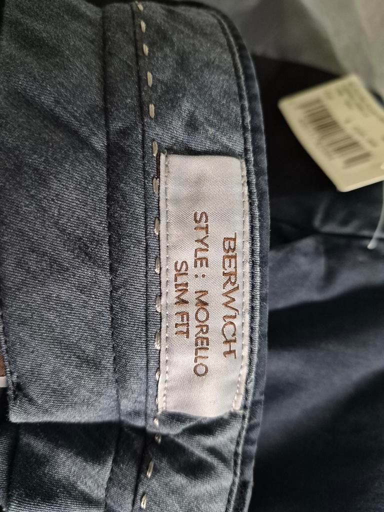 Berwich Morello Slim Fit Broek Maat 52 Navy, Kleding | Heren, Broeken en Pantalons, Maat 52/54 (L), Nieuw, Ophalen of Verzenden