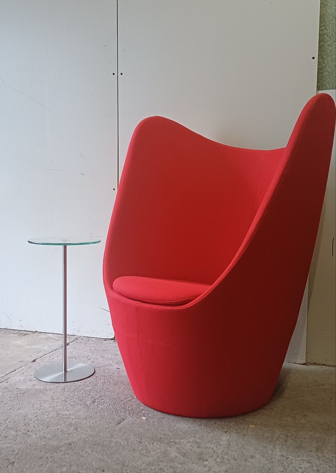 Mooie design rode tulp fauteuil akoestische stoel wol, Huis en Inrichting, 75 tot 100 cm, Ophalen of Verzenden, Zo goed als nieuw