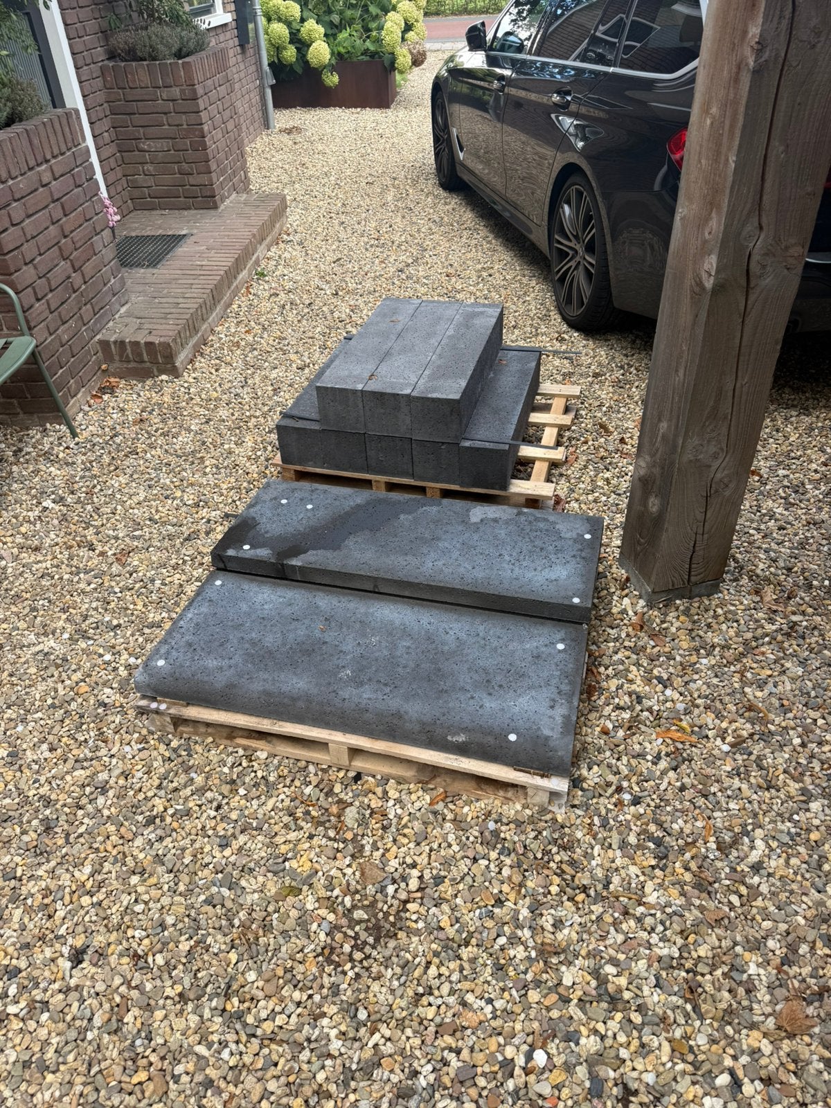 Schellevis antraciet stapelementen (8st) & zwembadrand (3st), Ophalen, Nieuw, Beton, Overige typen