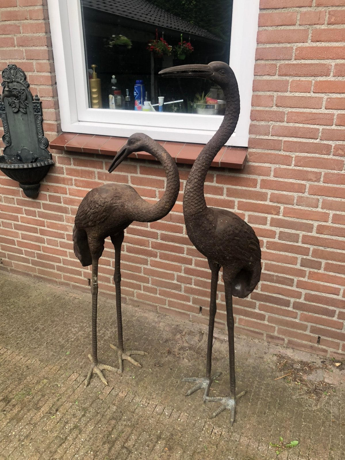 2 bronze kraan vogels. Heel zwaar, Ophalen of Verzenden, Zo goed als nieuw