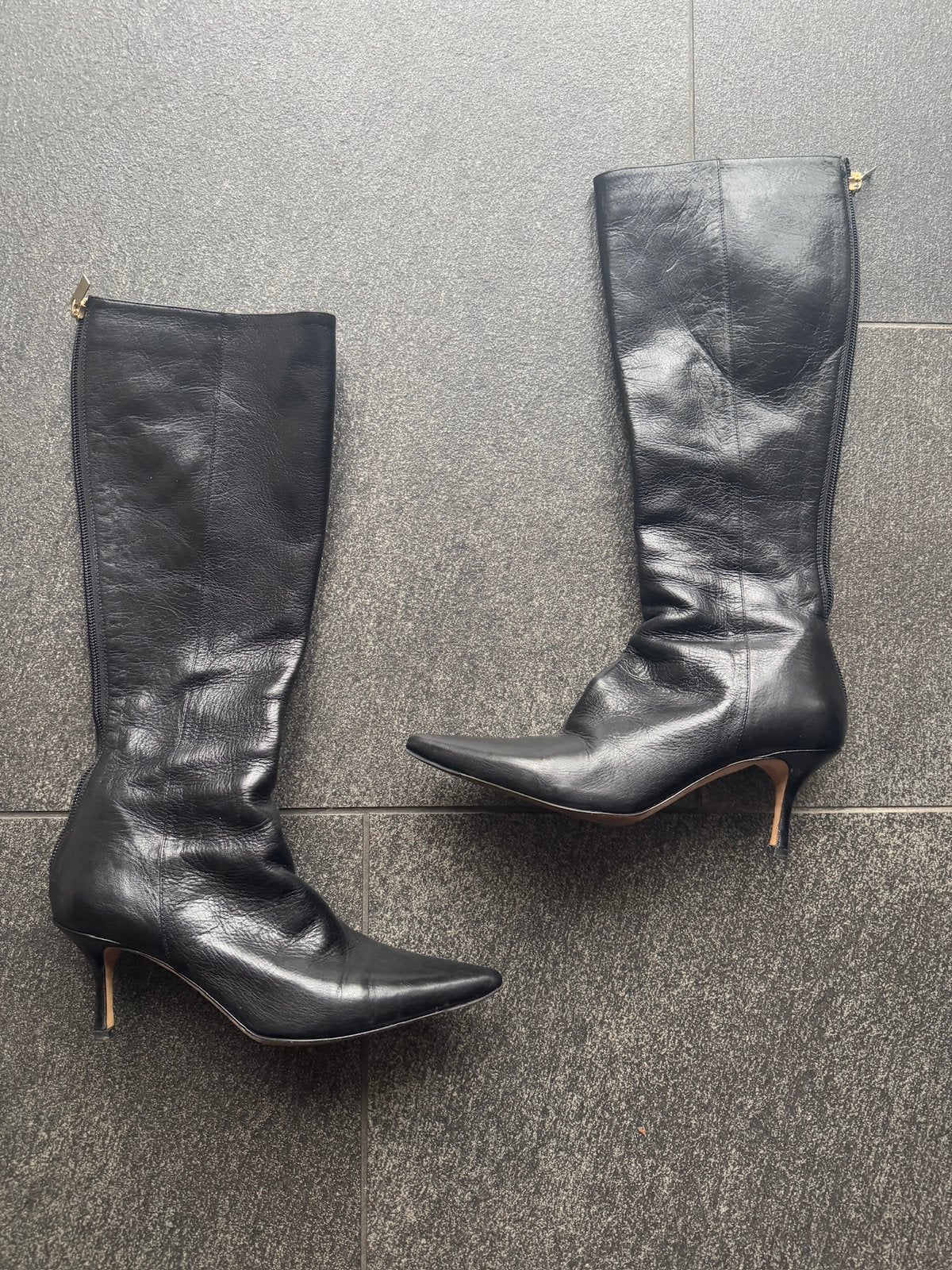 Vintage zwarte Jimmy Choo leren laarzen, Hoge laarzen, Zwart, Jimmy Choo, Ophalen of Verzenden