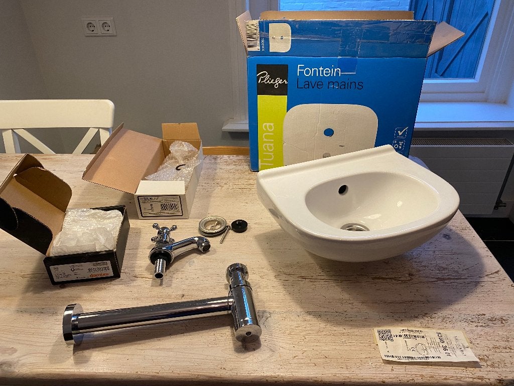 Klassiek fonteintje Villeroy & Boch, Damixa kraan, compleet, Ophalen of Verzenden, Nieuw, Chroom, Toilet