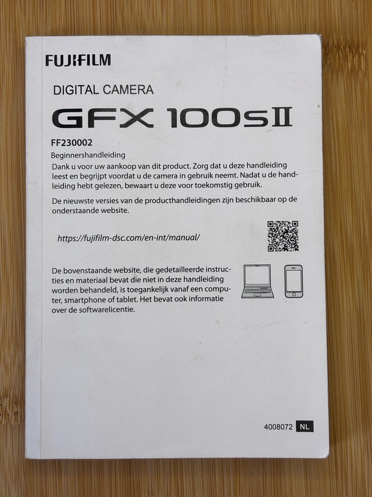 Fujifilm GFX 100S II handleiding nederlandstalig, Ophalen of Verzenden, Geen optische zoom