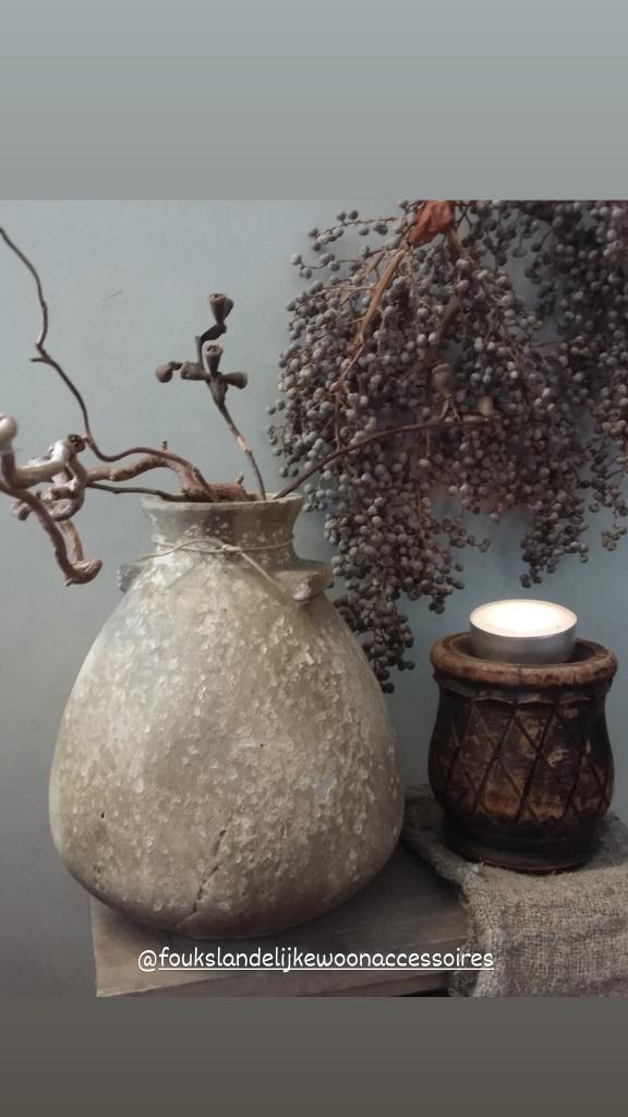 Pot/ aardewerk/ zand kleur nuance/ Sober landelijk interieur, Rond, Nieuw, Ophalen of Verzenden, Aardewerk
