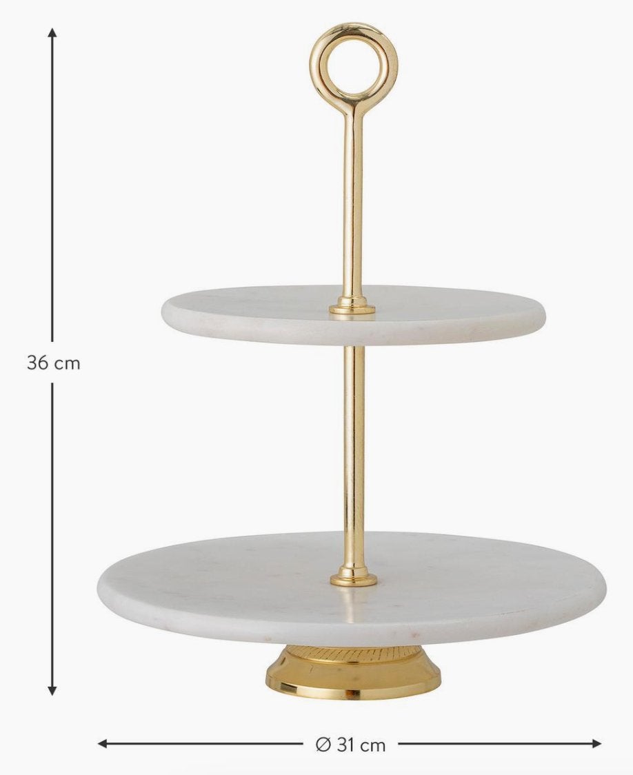Etagere marmer/goud Westwing – luxe serveerstandaard 2-laags, Huis en Inrichting, Woonaccessoires | Etagères, Ophalen of Verzenden