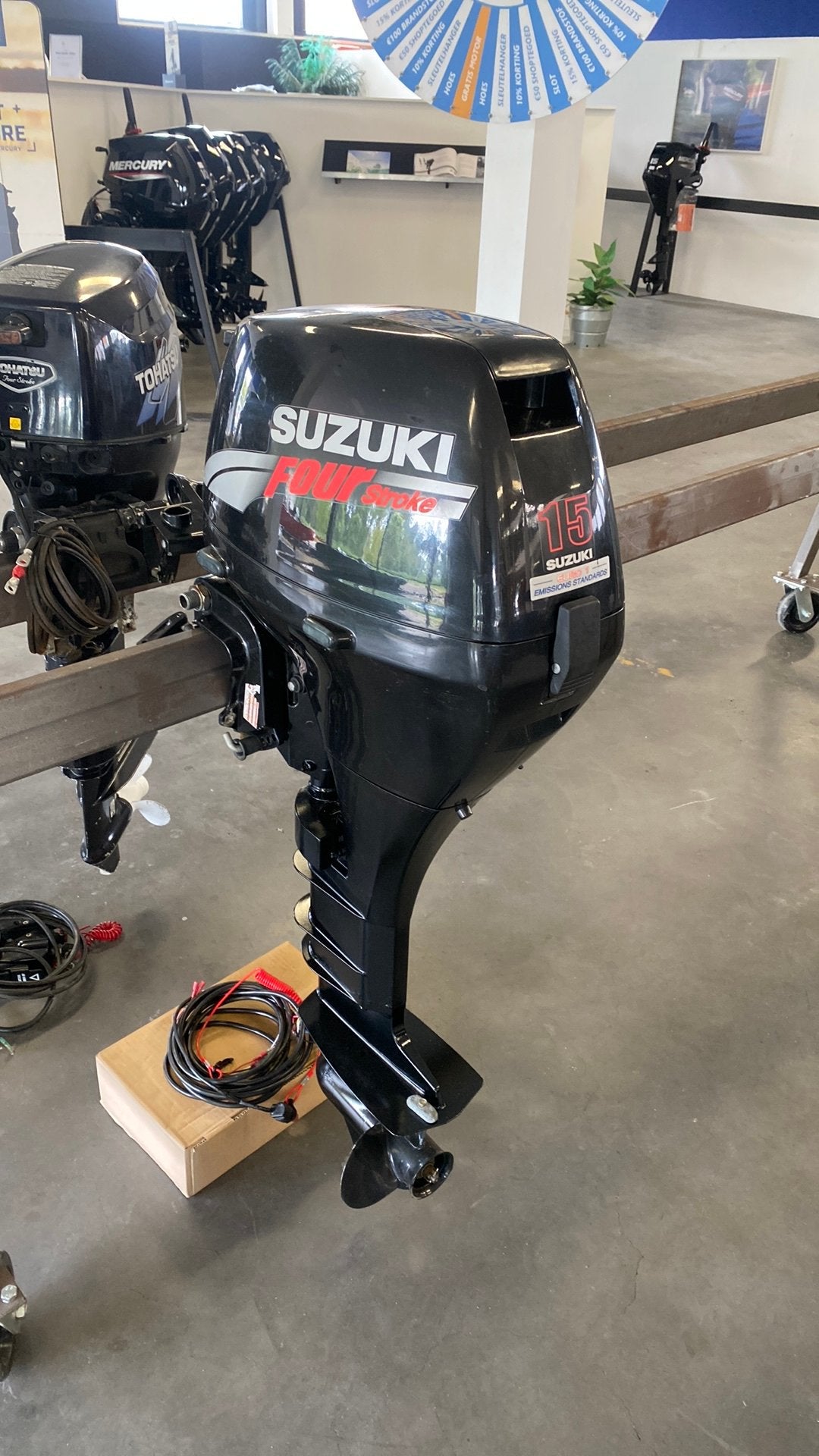 Suzuki DF15 e-start langst afst bed +garantie, Watersport en Boten, Buiten- en Binnenboordmotoren, Gebruikt, Benzine, Buitenboordmotor