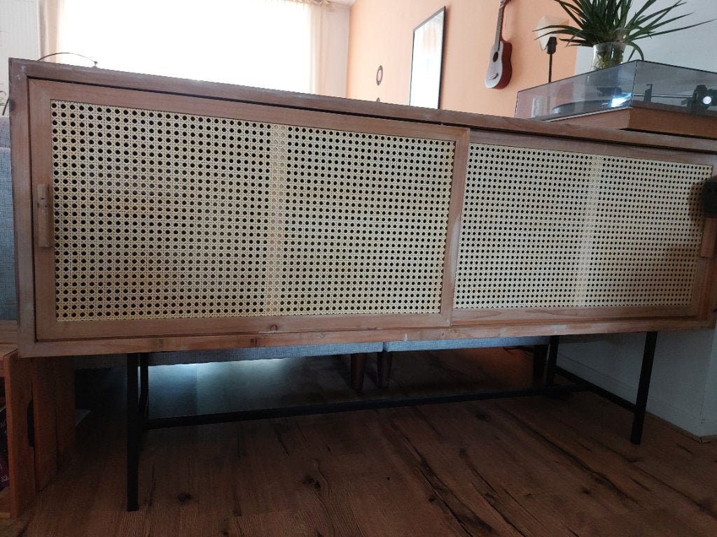 Dressoir webbing, Ophalen, 150 tot 200 cm, Bohemian vintage, Grenenhout