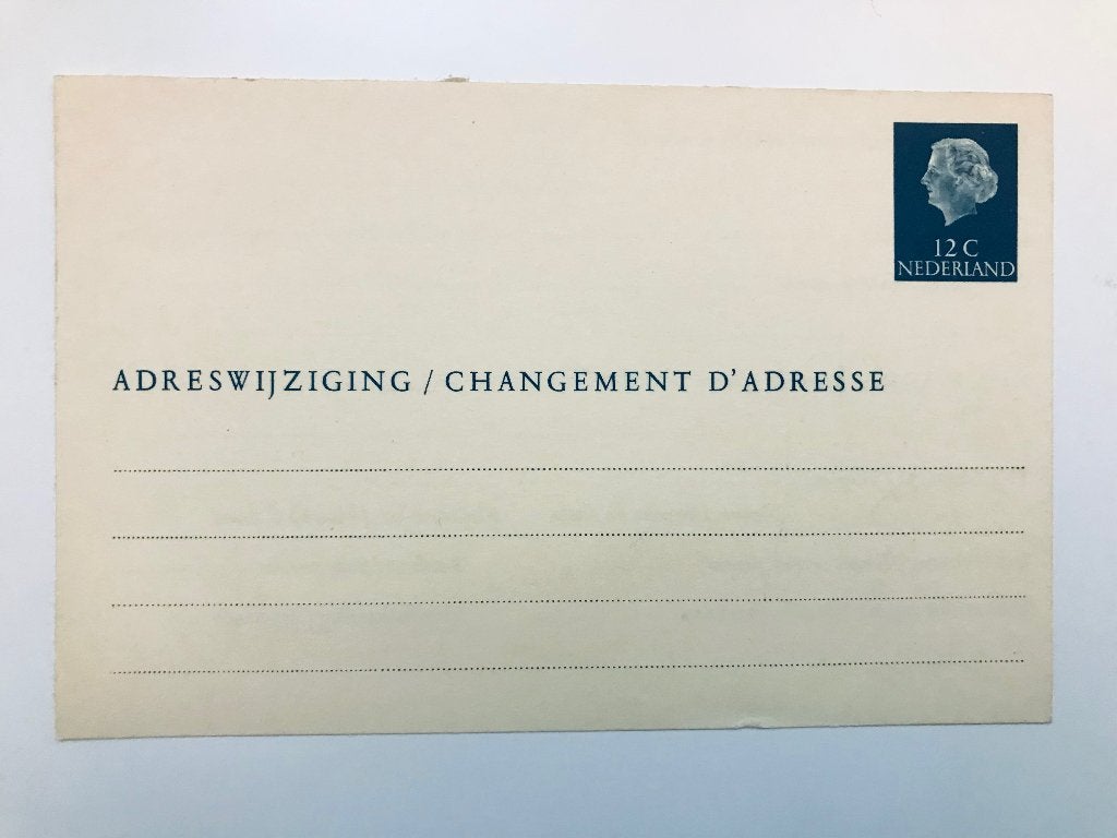 Adreswijziging kaart met postzegel 12C Nederland, Postzegels en Munten, Ophalen of Verzenden, Briefkaart