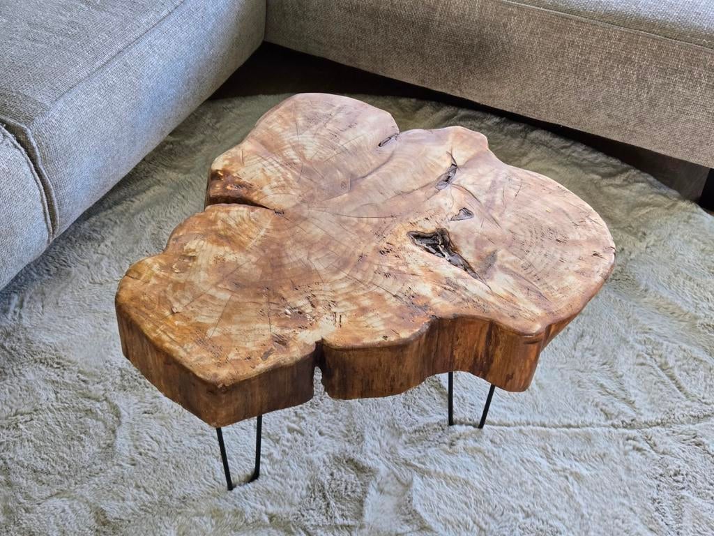 Unieke boomstam salontafel – Massief hout – Industrieel (45x, Ophalen of Verzenden, Rechthoekig