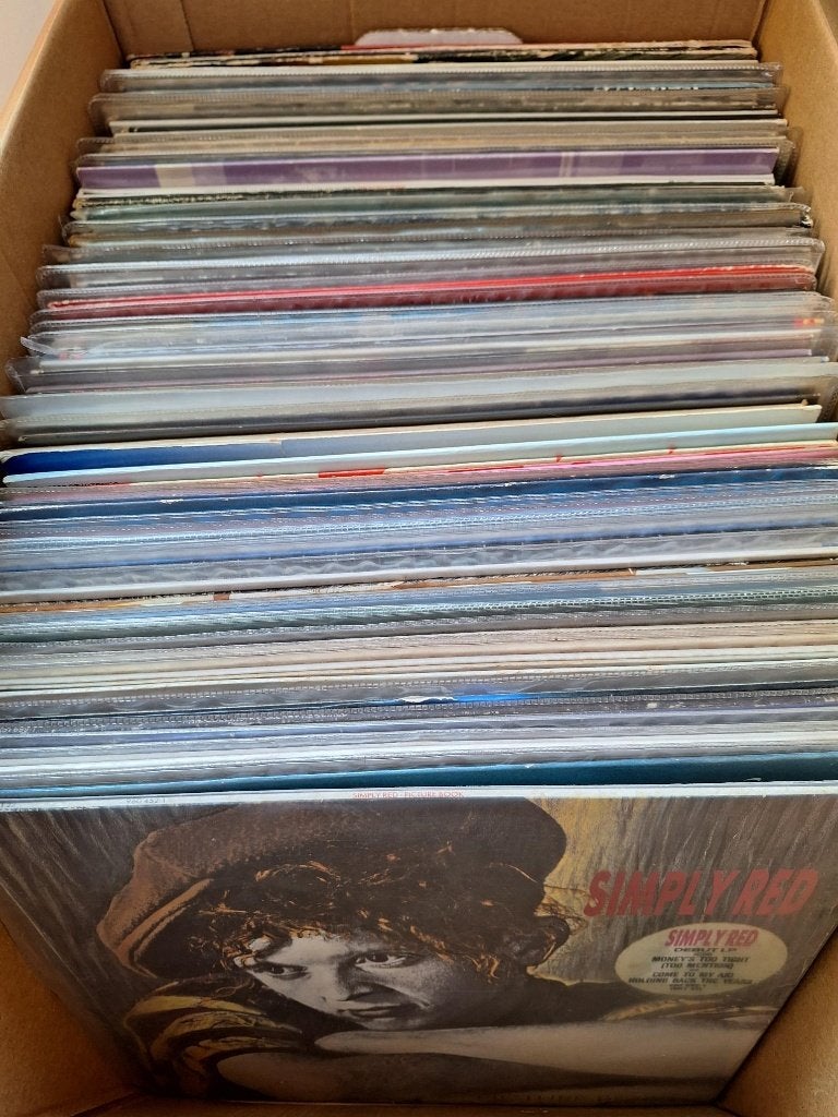 doos lps,pop/rock,in beschermhoes van de jaren 80 ,102 Stuks, LP, Pop, Ophalen of Verzenden, Zo goed als nieuw