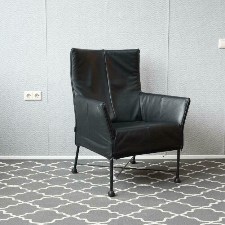 6x Montis Charly fauteuil zwart leder - zwart onderstel, Niet ingevuld, Niet ingevuld, Leer, Ophalen of Verzenden