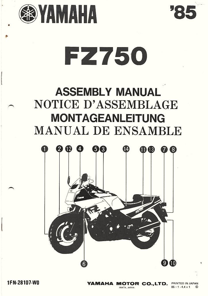 Yamaha FZ750 Assembly manual (8018z), Verzenden, Yamaha