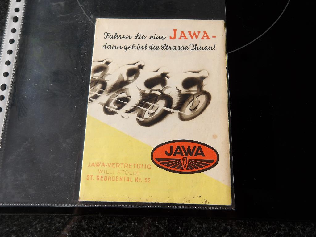 Vooroorlogse Folder JAWA 175 2tact  250 2tact, 350 4tact, Motoren, Verzenden, Overige merken