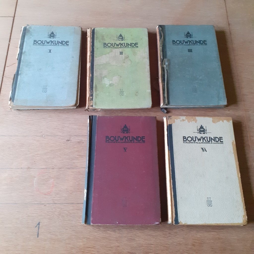 bouwkunde jellema deel 1,2,3,5,VA   uit 1941, Ophalen, Gelezen, Bouwkunde