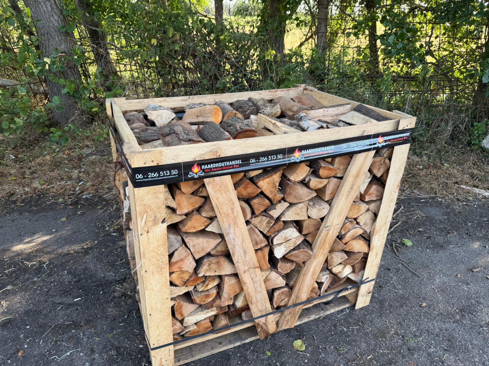 Gemengde pallet openhaardhout 1m3 GRATIS BEZORGD tot 50km, 6 m³ of meer, Ophalen of Verzenden, Blokken