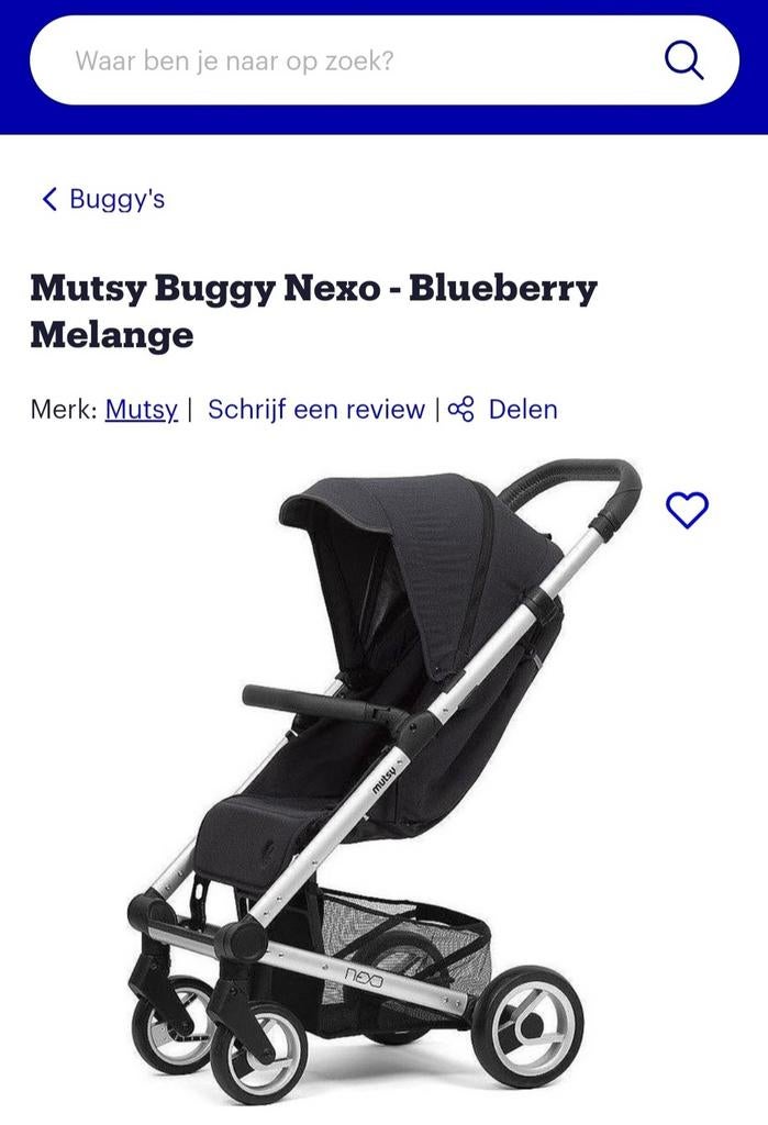 Mutsy Nexo Buggy - Blueberry Melange, Kinderen en Baby's, Buggy's, Ophalen, Gebruikt, Overige merken, Verstelbare rugleuning