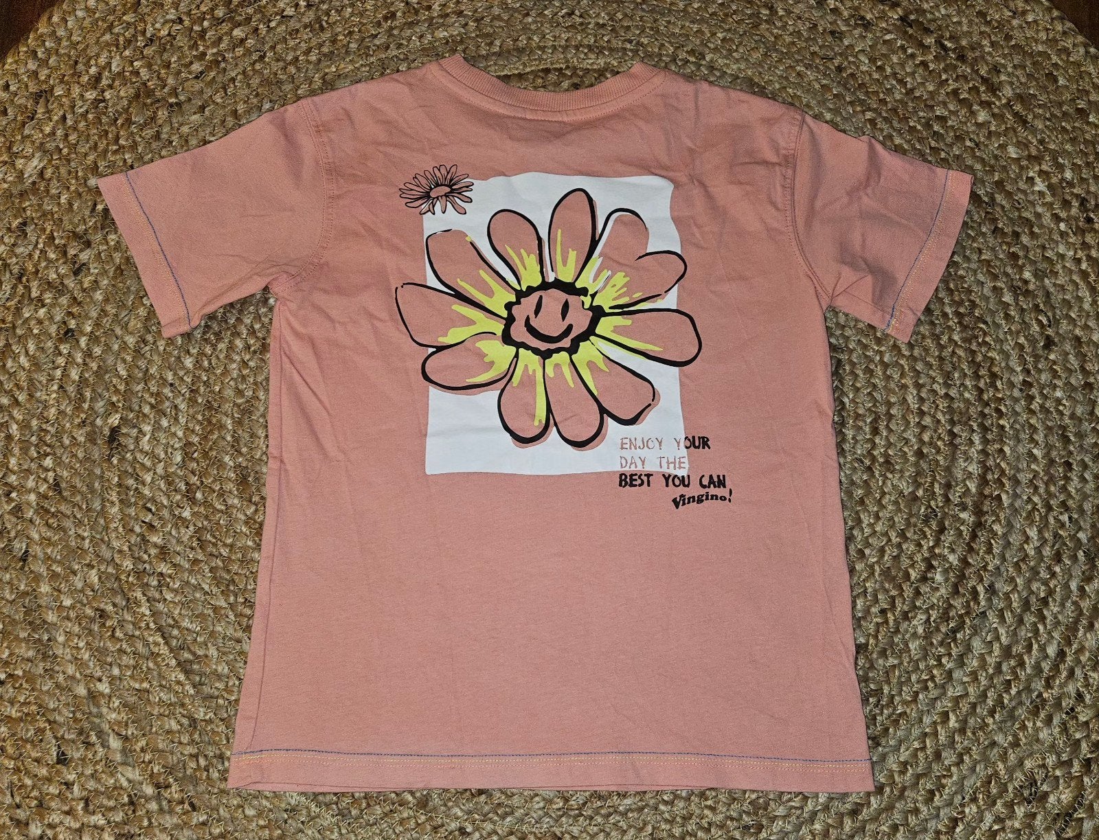 Prachtig roze tshirt Vingino rugprint backprint maat 128, Ophalen of Verzenden, Zo goed als nieuw, Vingino, Shirt of Longsleeve