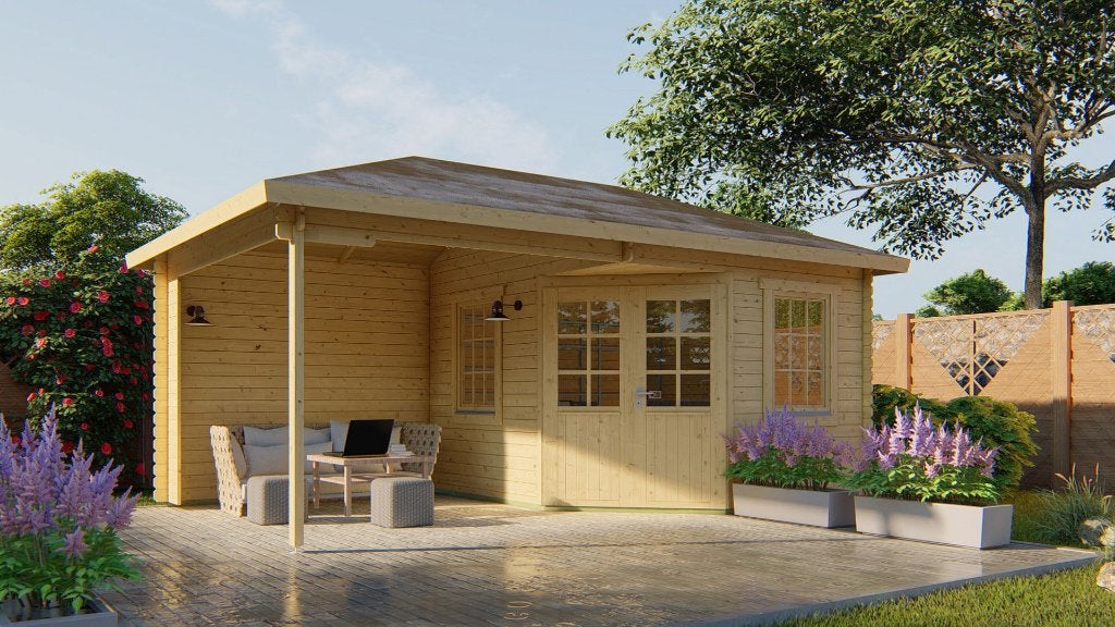 Blokhut Christoffer onbehandeld 575x350x305 cm, Ophalen, 200 tot 400 cm, 250 tot 500 cm, Blokhut