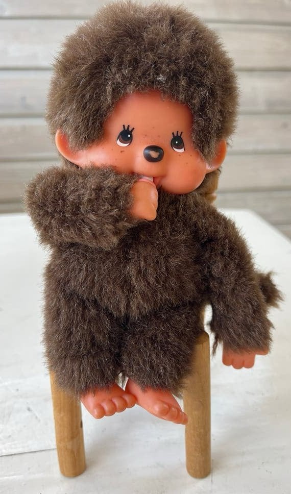Vintage Monchhichi Pluche Aapje - Klassiek Speelgoed, Gebruikt, Overige merken, Overige karakters, Ophalen of Verzenden