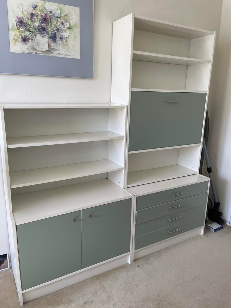 Geweldig wit groen  retro meubel met bar klep, Huis en Inrichting, Kasten | Wandmeubels, Ophalen, Overige materialen, Gebruikt