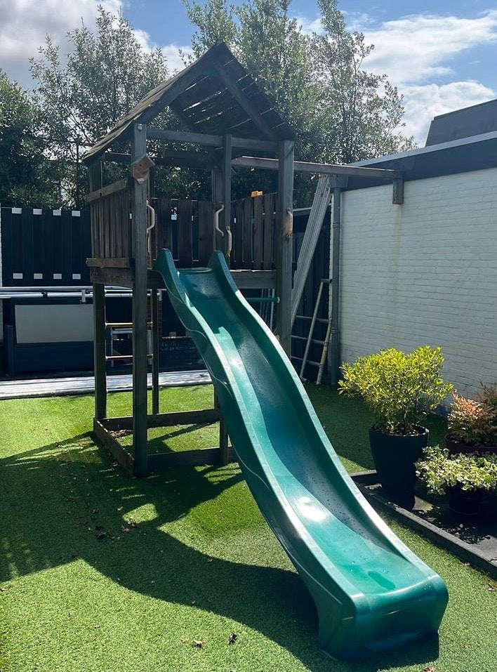 Jungle gym speeltoestel glijbaan speelhuisje, Ophalen, Gebruikt, Glijbaan