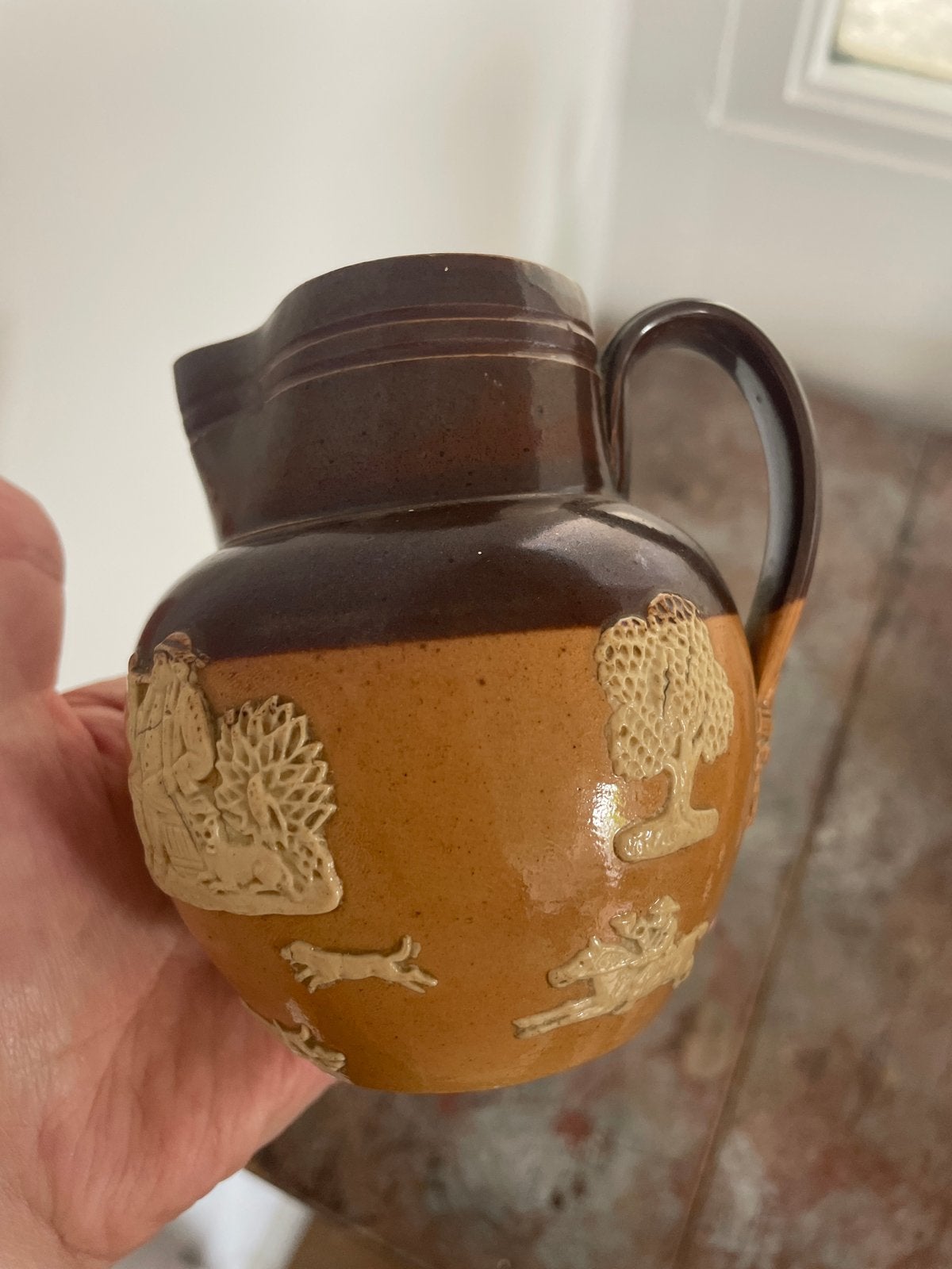 Antieke Doulton Lambeth Stoneware Kan - Jachtscène, Antiek en Kunst, Ophalen
