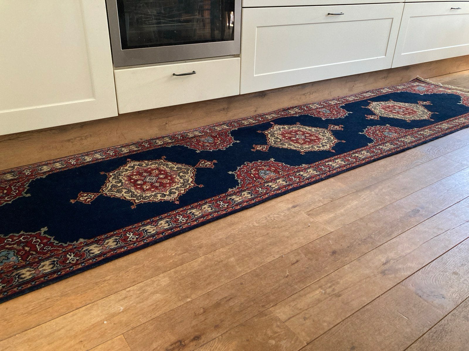 Loper tapijt 300x72,5 blauw Perzisch super kwaliteit, Blauw, 200 cm of meer, Zo goed als nieuw, Perzische
