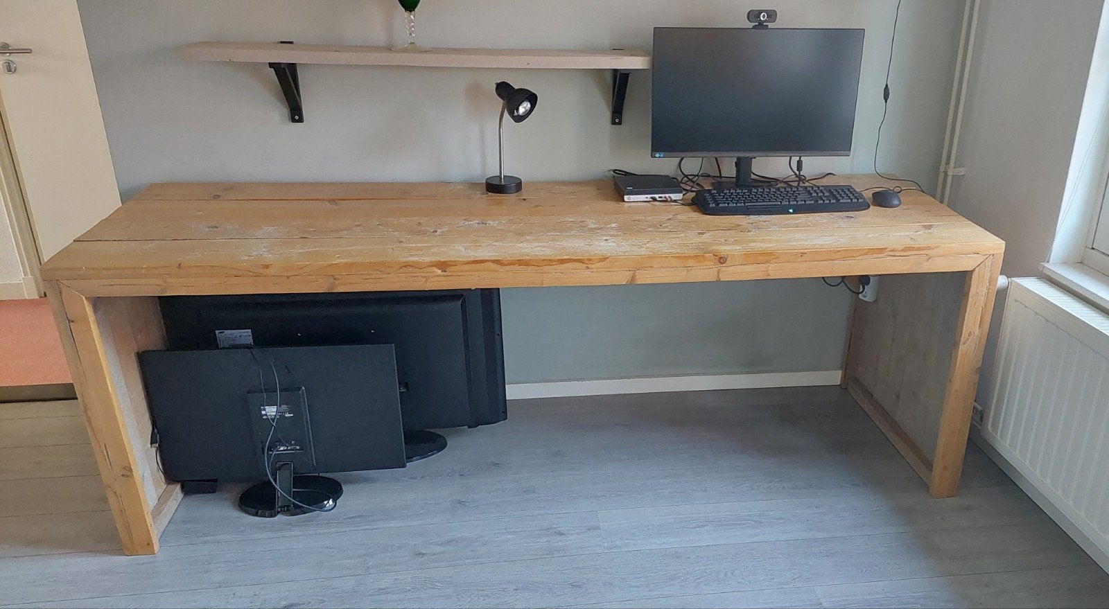 Bureau steigerhout 230x75, Huis en Inrichting, Ophalen, Hout, Bruin, Gamingbureau