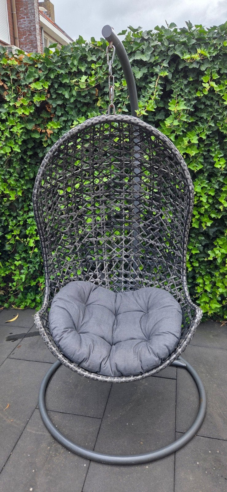 Comfortabele hangstoel met kussen voor buiten, Ophalen, Gebruikt, Wicker