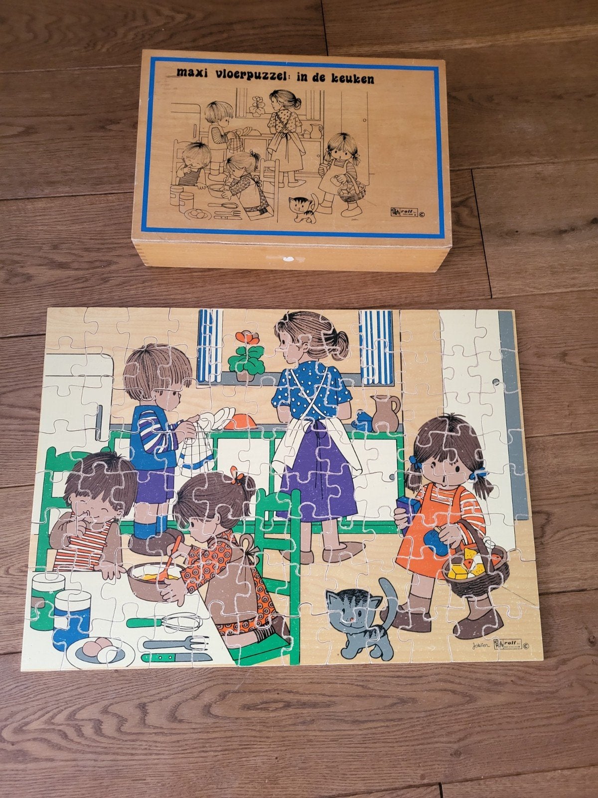 Maxi vloerpuzzel Rolf - in de keuken - Vintage Jaklien, Ophalen of Verzenden