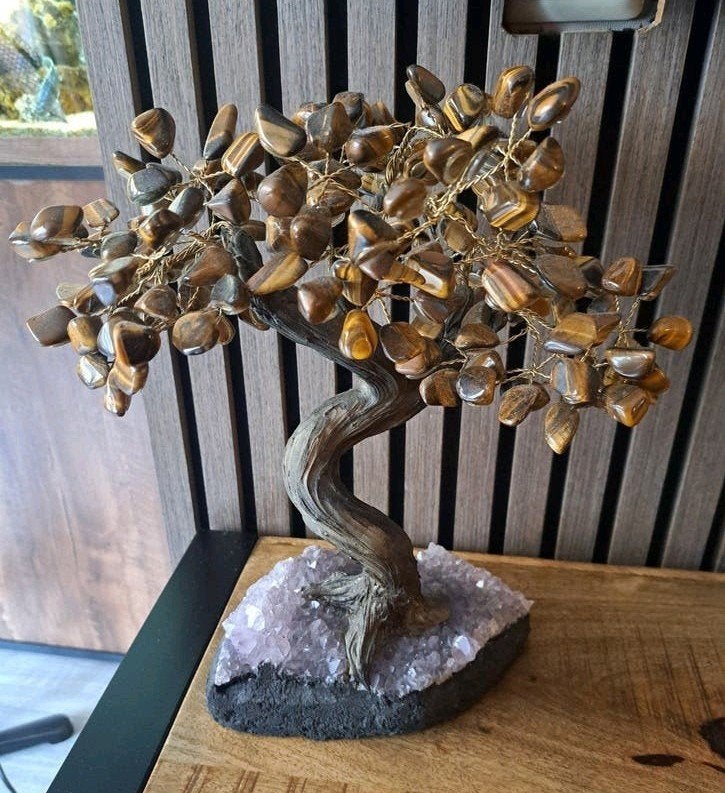 Amethist met tijgeroog boom, Verzamelen, Mineralen en Fossielen, Ophalen of Verzenden, Mineraal