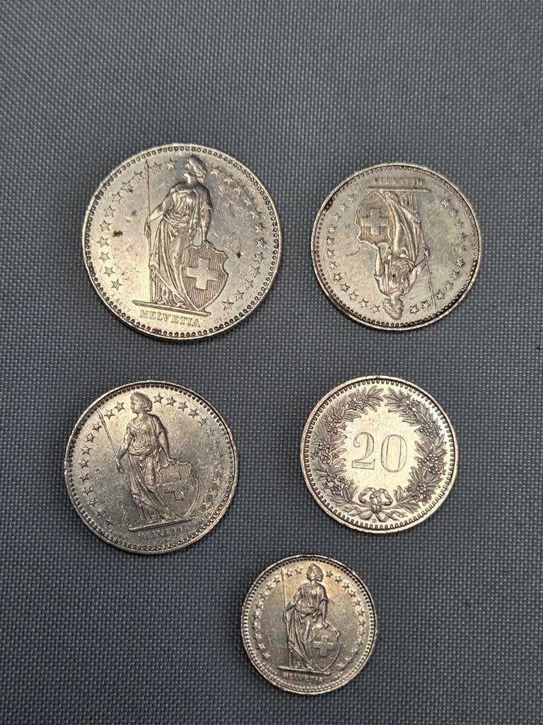 Zwitserse munten collectie - 5 stuks, Ophalen of Verzenden, Gestempeld