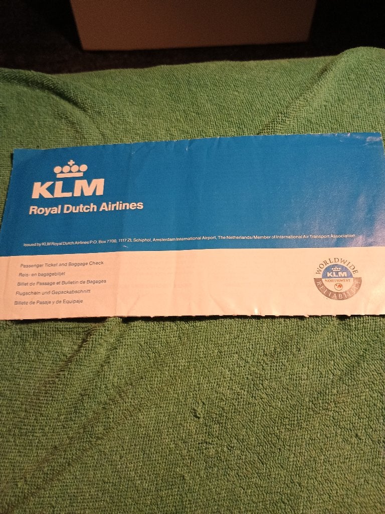 KLM ticket, Verzenden, Gebruikt, Overige typen
