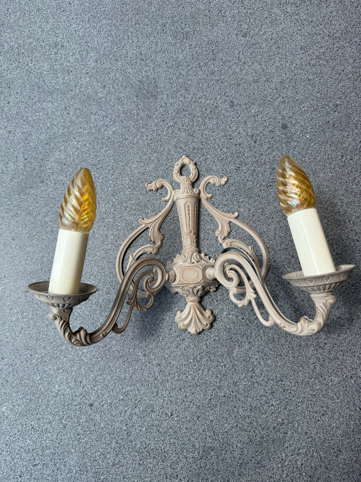 Brocante wandlamp met 2 lichtpunten, Ophalen, Gebruikt, E14 (klein), Overige merken