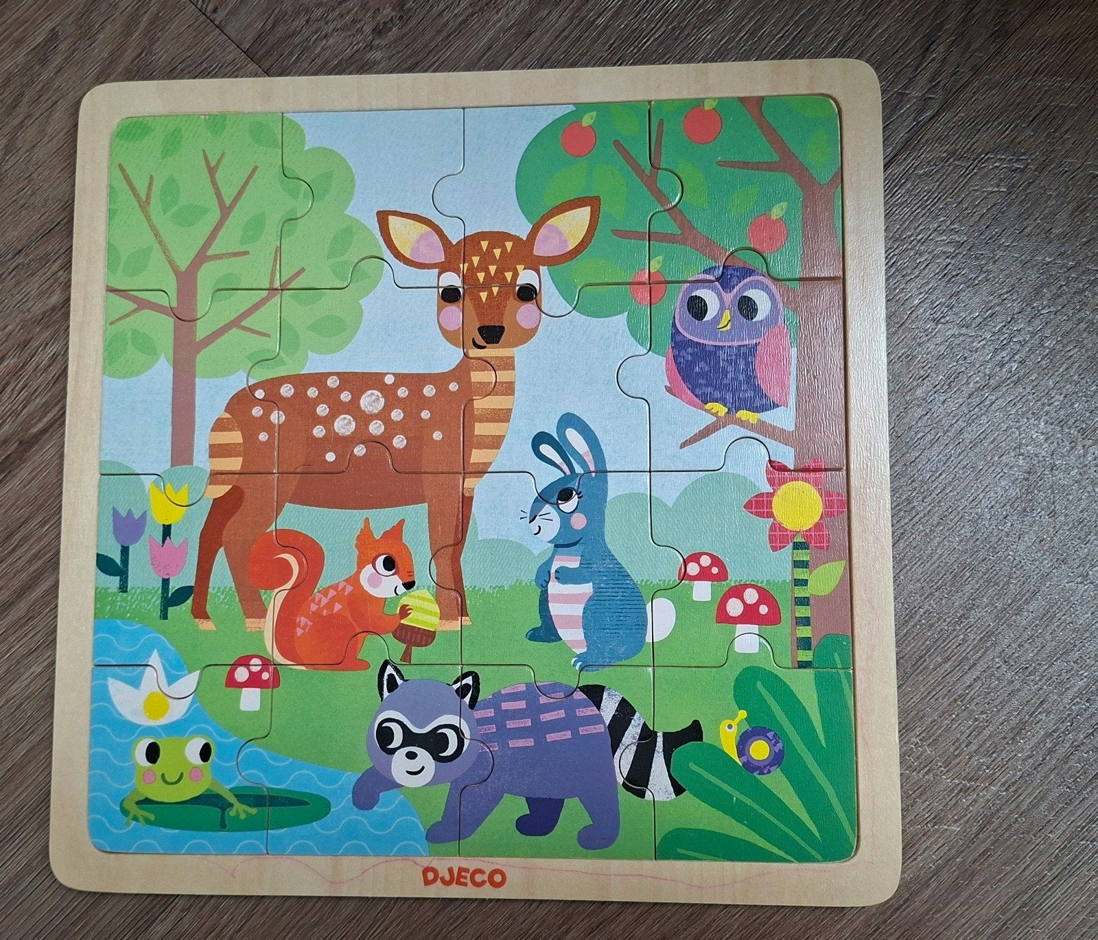 Djeco houten puzzel - Bosdieren - 3 jaarEen houten puzzel va, Ophalen, 2 tot 4 jaar, Gebruikt, 10 tot 50 stukjes