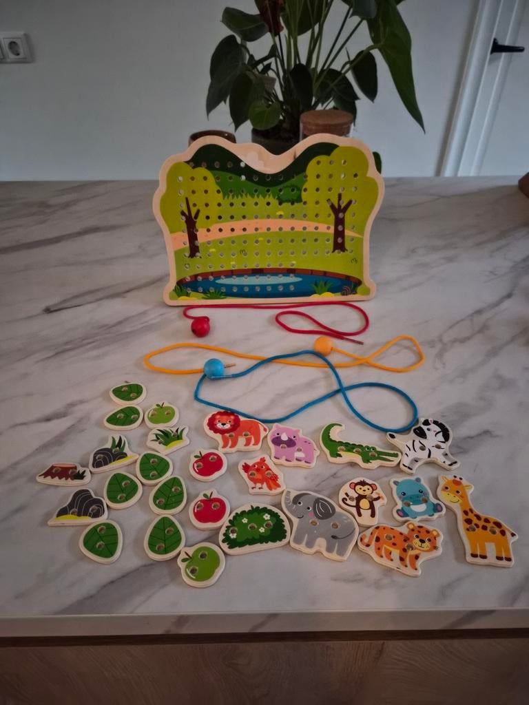 Houten rijgspel met dieren, Ophalen of Verzenden, Zo goed als nieuw, Knutselen