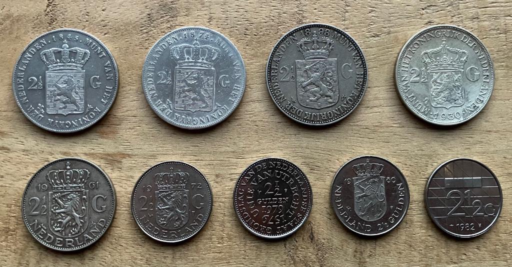 Geschiedenis van de rijksdaalders (Willem II -Beatrix), Postzegels en Munten, Munten | Nederland, Ophalen, Setje, Zilver, Koningin Wilhelmina