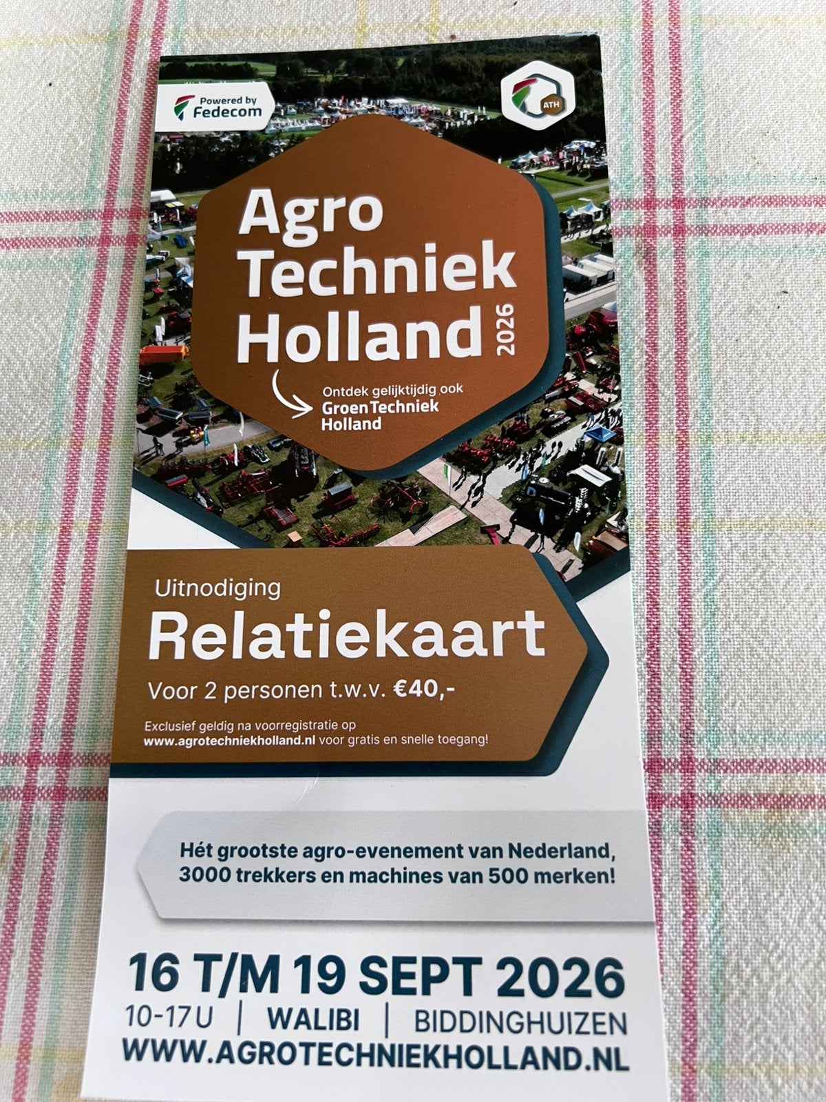 Toegangskaart Agro Techniek Holland, Twee personen, September