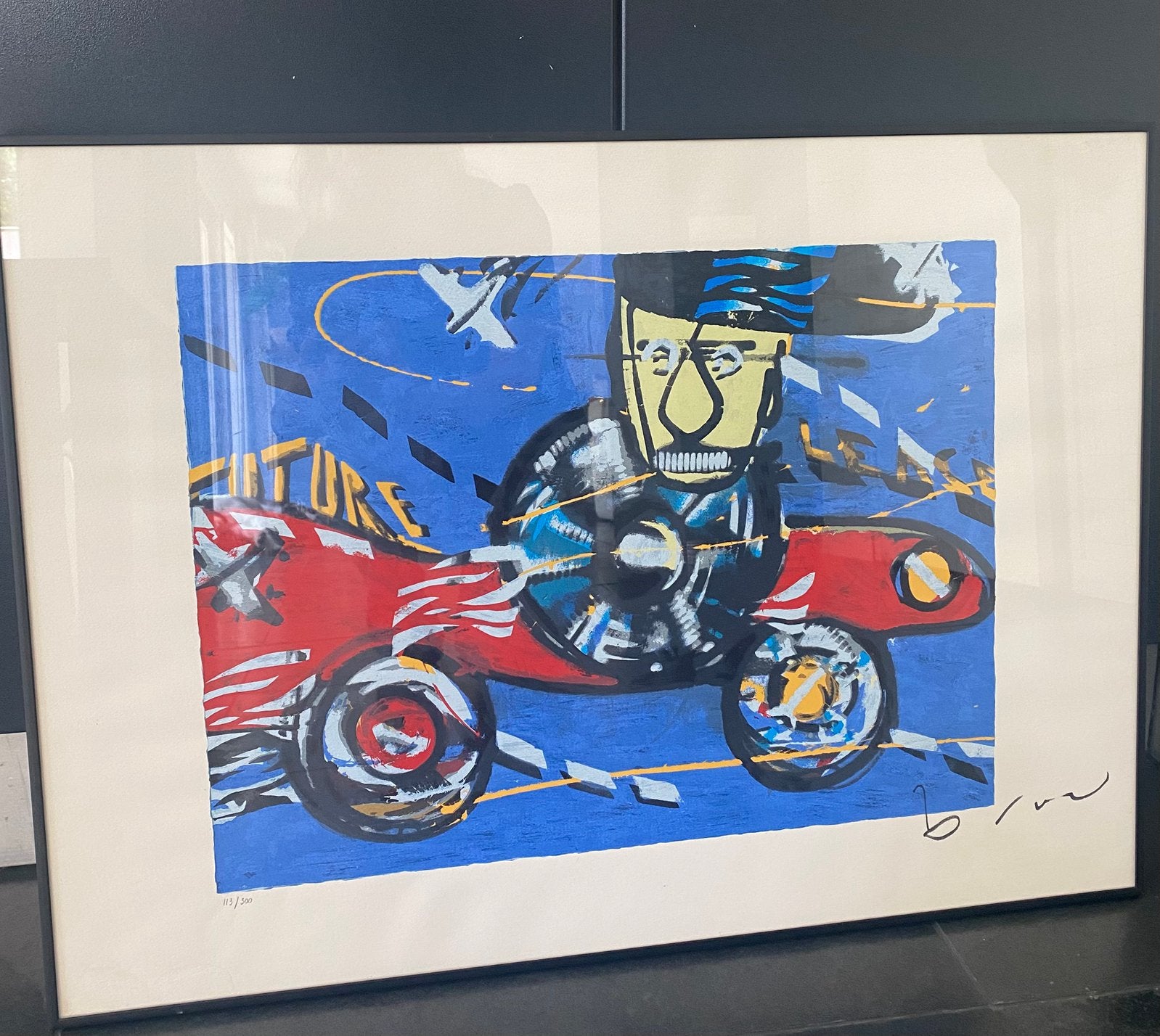 Herman Brood zeefdruk met lijst, afmeting 77x56, Ophalen