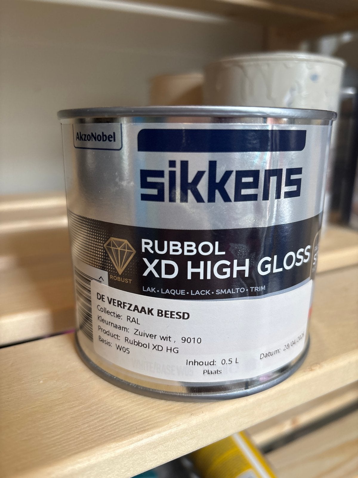 Sikkens Rubbol XD High Gloss - Zuiver Wit 9010 (0.5L), Wit, Nieuw, Ophalen of Verzenden, Lak