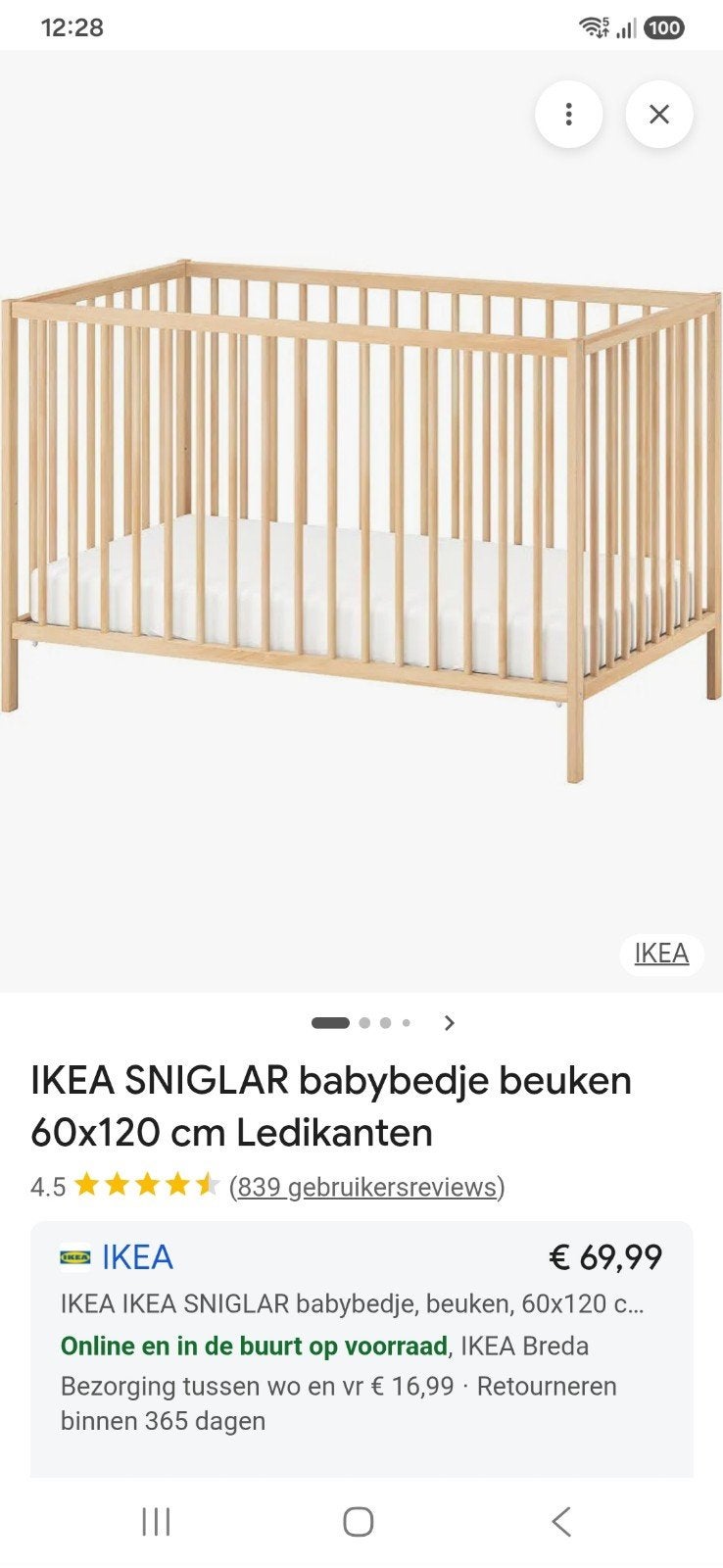kinderbed compleet 60x120cm, Ophalen, Zo goed als nieuw, 180 cm of meer, 70 tot 85 cm